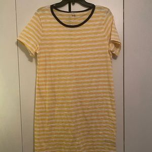 Yellow and white striped Tshirt dress